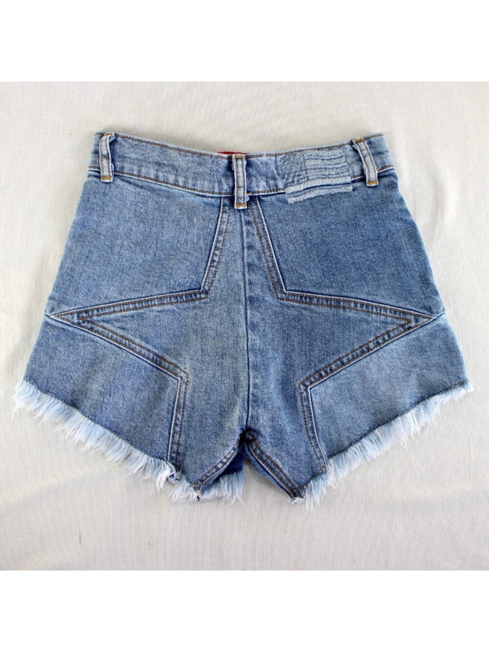 Revice Denim Shorts Womens Size 25 Medium Wash Blue Jean Star Distressed Hems